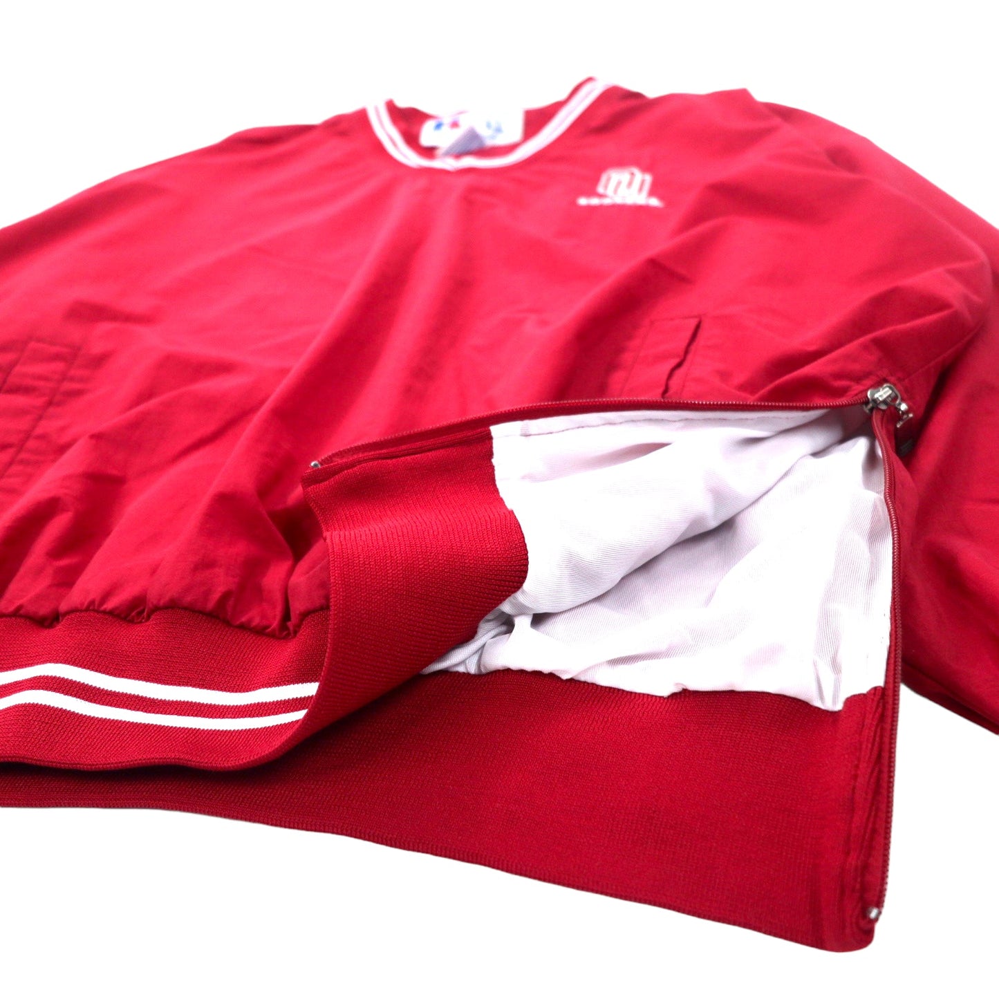 RUSSELL ATHLETIC リブライン ピステ プルオーバー ナイロンジャケット XL レッド ナイロン 防水 カレッジ刺繍 SOONERS ビッグサイズ