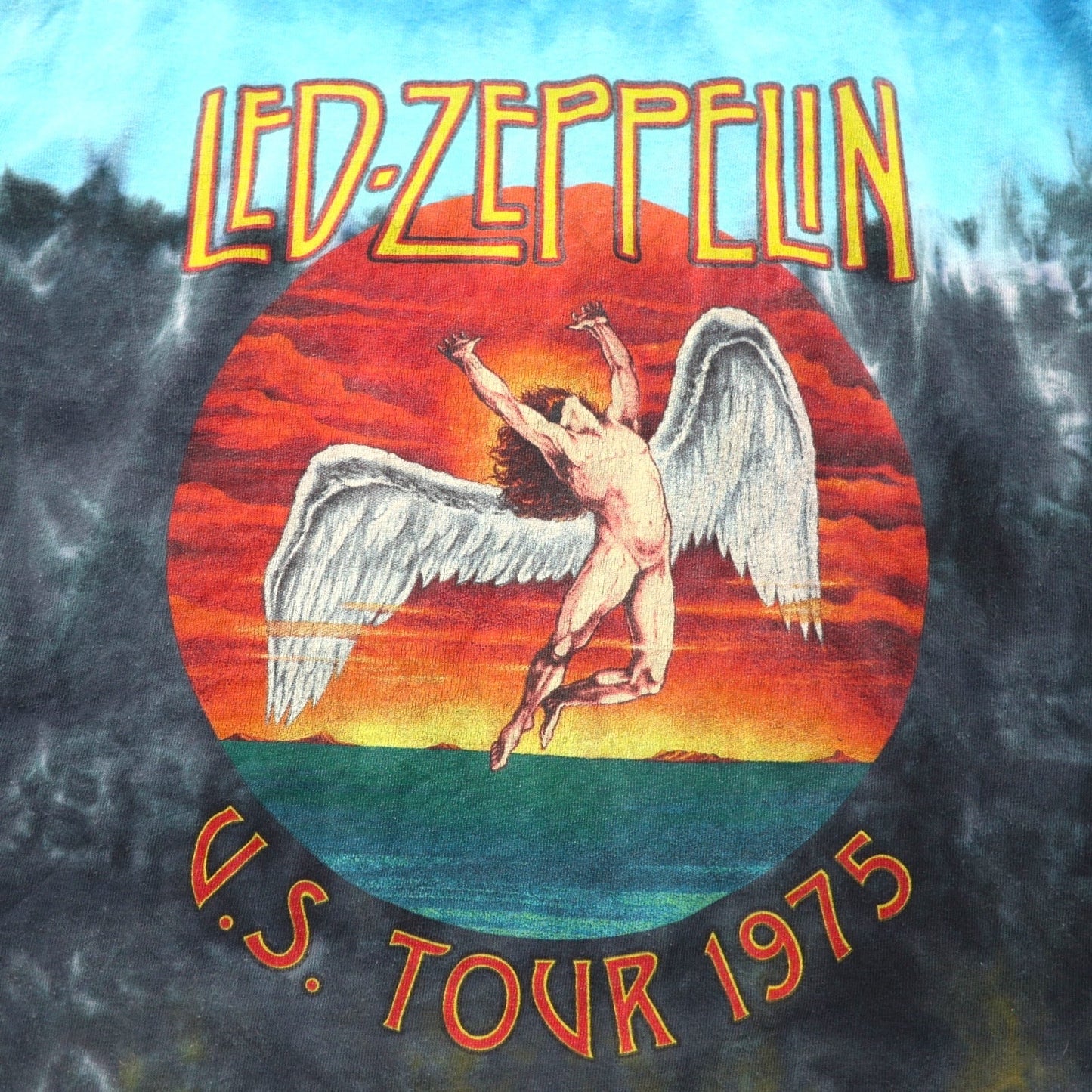 LED ZEPPELIN レッドツェッペリン オフィシャル ロック バンド Tシャツ 2XL マルチカラー タイダイ コットン U.S.TOUR 1975