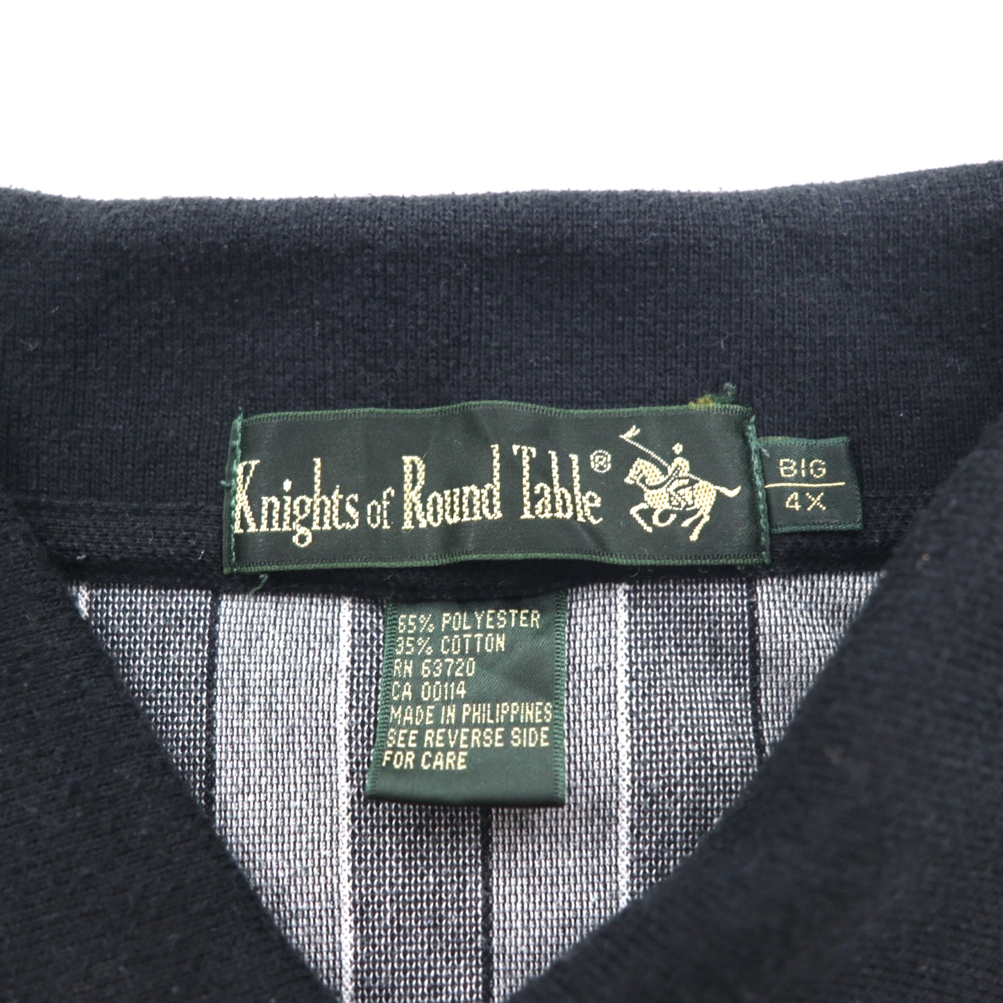 90年代 Knight of Round Table クレイジーパターン ポロシャツ 4XL モノクロ コットン ビッグサイズ