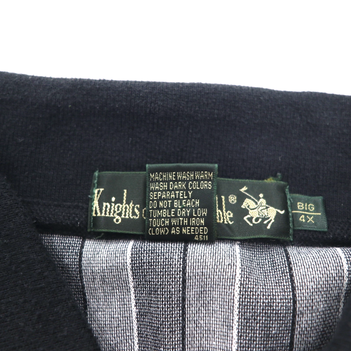 90年代 Knight of Round Table クレイジーパターン ポロシャツ 4XL モノクロ コットン ビッグサイズ