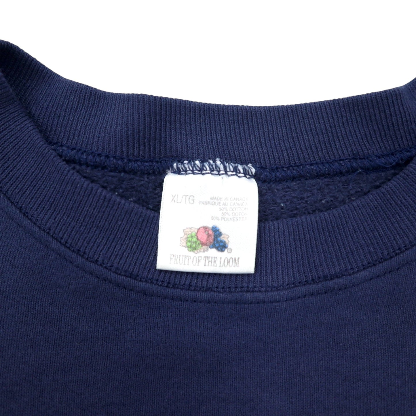 カナダ製 90年代 FRUIT OF THE LOOM ベースボール プリント スウェット XL ネイビー コットン WORLD CHAMPS