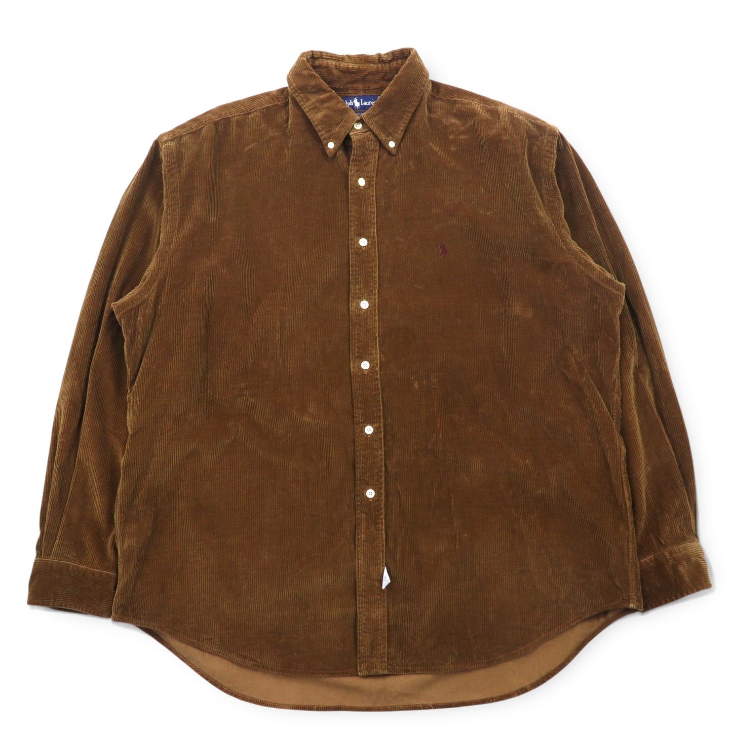 Ralph Lauren 90年代 ビッグサイズ コーデュロイ ボタンダウンシャツ XL ブラウン コットン スモールポニー刺繍