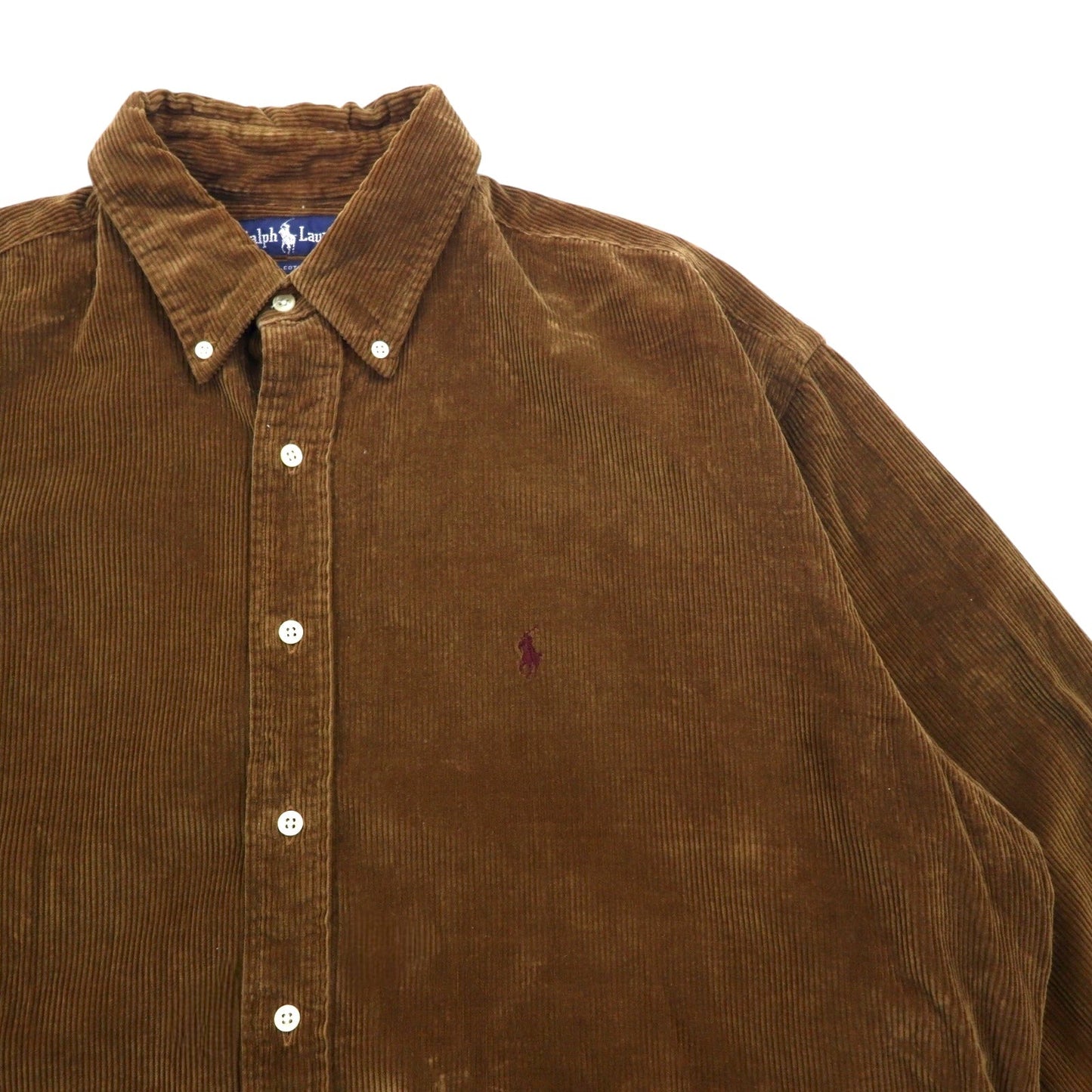 Ralph Lauren 90年代 ビッグサイズ コーデュロイ ボタンダウンシャツ XL ブラウン コットン スモールポニー刺繍