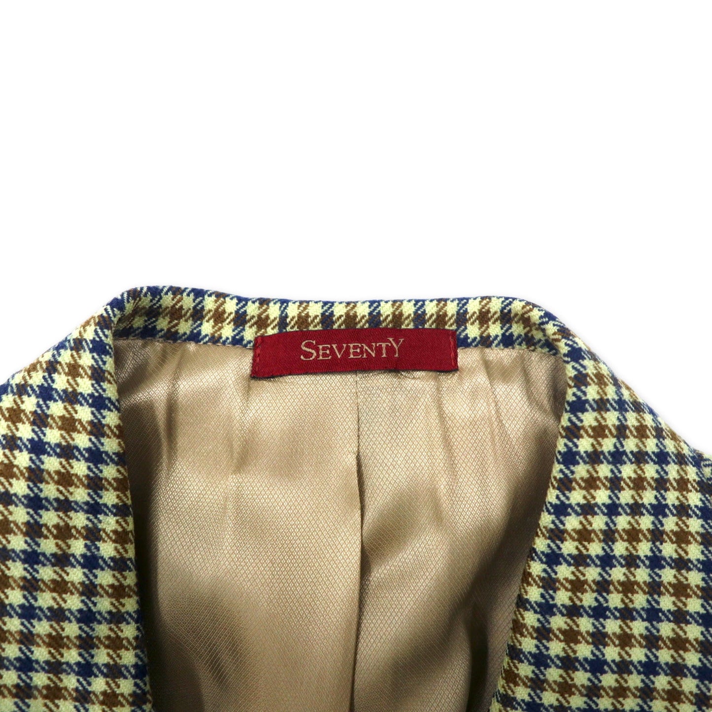 SEVENTY イタリア製 3B テーラードジャケット 46 ベージュ グレンチェック ウール