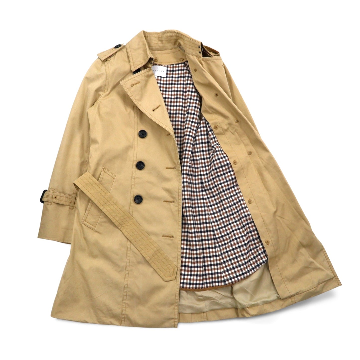 ESTNATION ダブルブレスト トレンチコート S ベージュ ライナー着脱式 ベルト付き 61-109-01-0100023