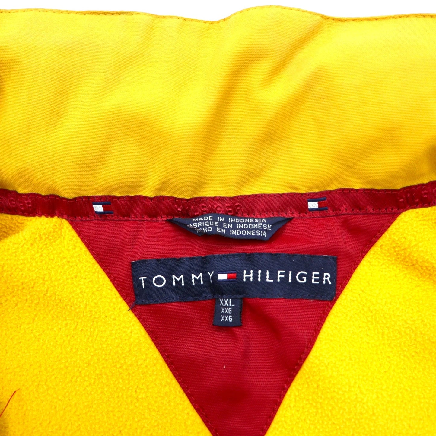 TOMMY HILFIGER 90年代 セーリングジャケット XXL ネイビー レッド ナイロン フード収納式 フリースライナー