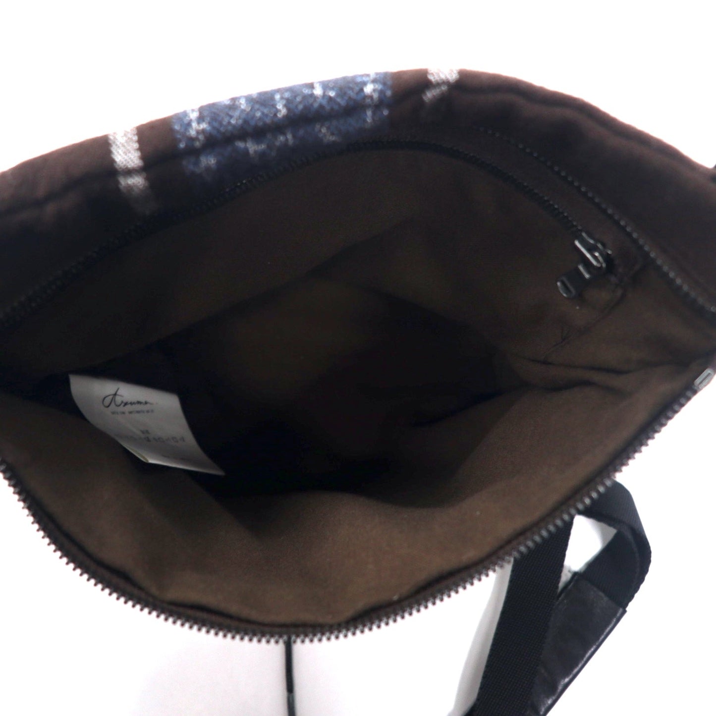 Azuma タリート ストライプ ユーティリティ サック サコッシュバッグ ブラウン ウール ジャガード レースアップ TALLIT STRIPE UTILITY SACK 20AH-AC-05 HAZE取り扱い 日本製