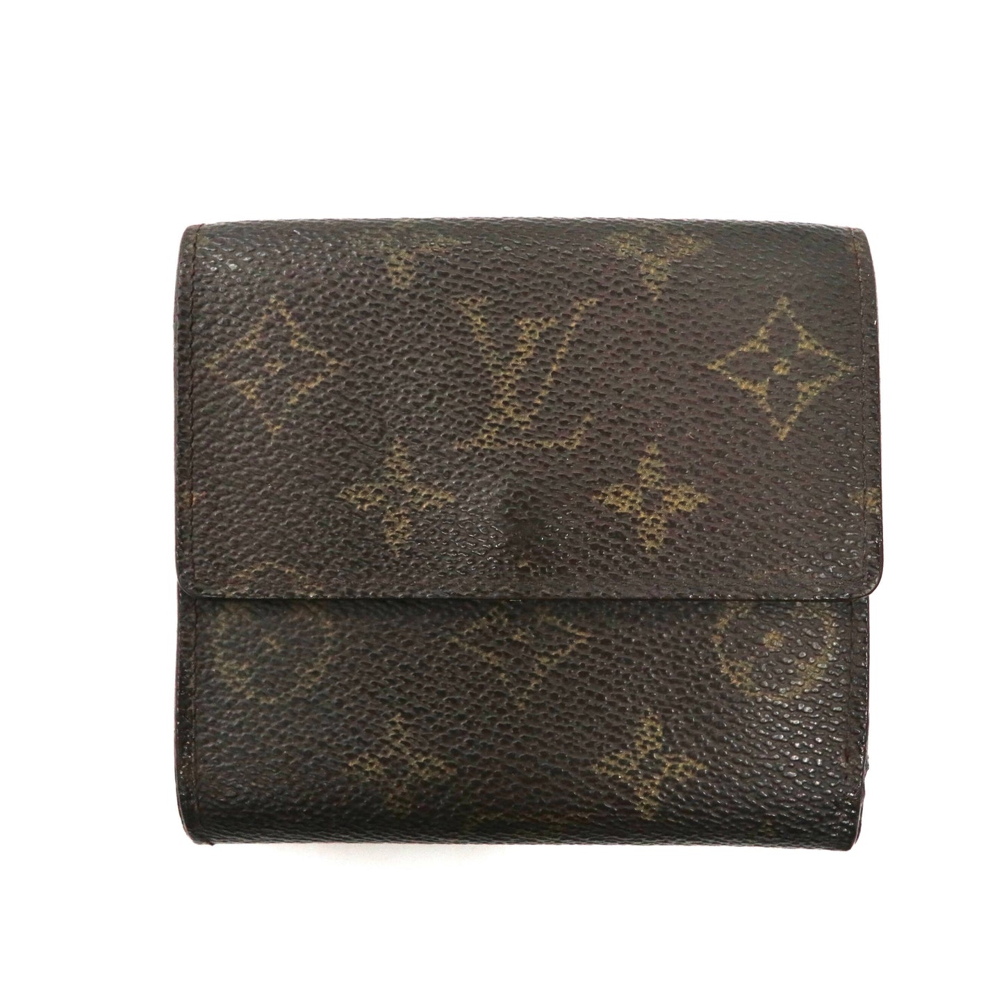 LOUIS VUITTON 3つ折り財布 ブラウン PVC Wホック モノグラム ポルトモネビエ カルトクレディ M61652 TH1917 フランス製