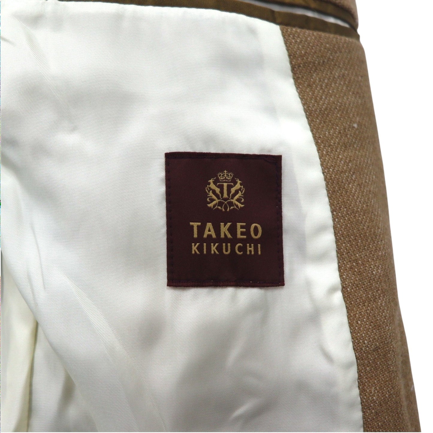 TAKEO KIKUCHI ウール リネン ツイルコート M ベージュ 麻 070-93013 未使用品