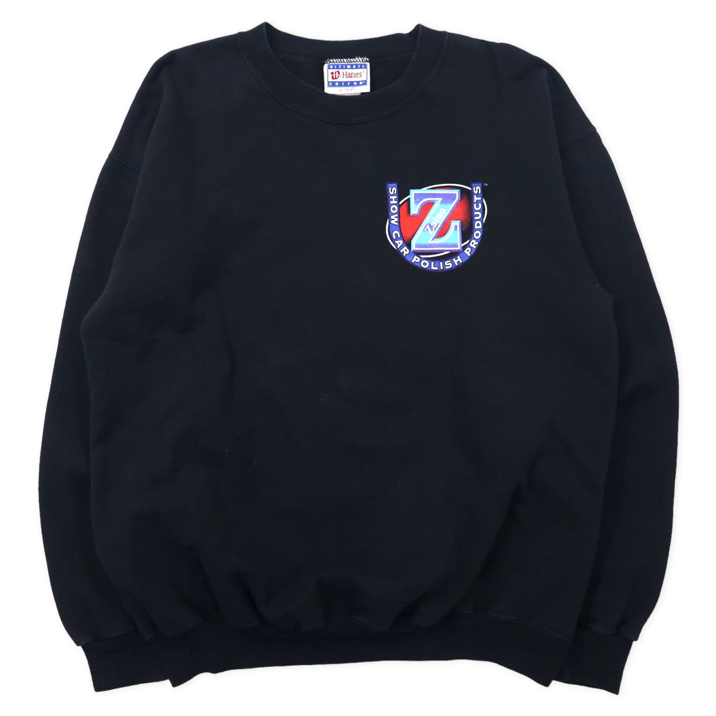 Hanes 90年代 プリントスウェット M ブラック コットン 裏起毛 Zaino バックプリント メキシコ製