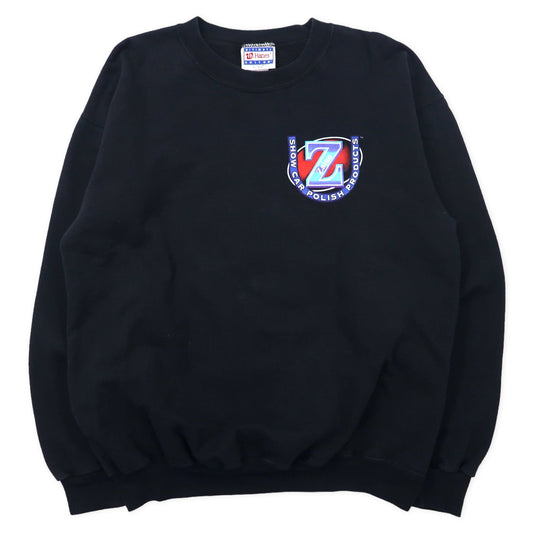 Hanes 90年代 プリントスウェット M ブラック コットン 裏起毛 Zaino バックプリント メキシコ製