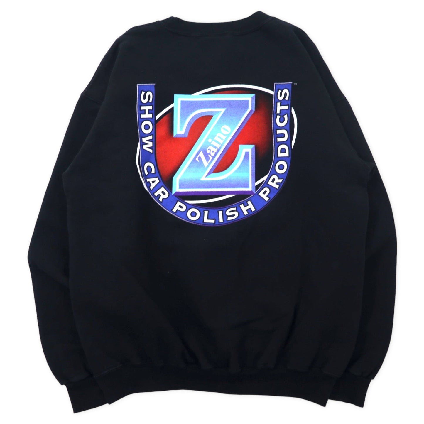 Hanes 90年代 プリントスウェット M ブラック コットン 裏起毛 Zaino バックプリント メキシコ製