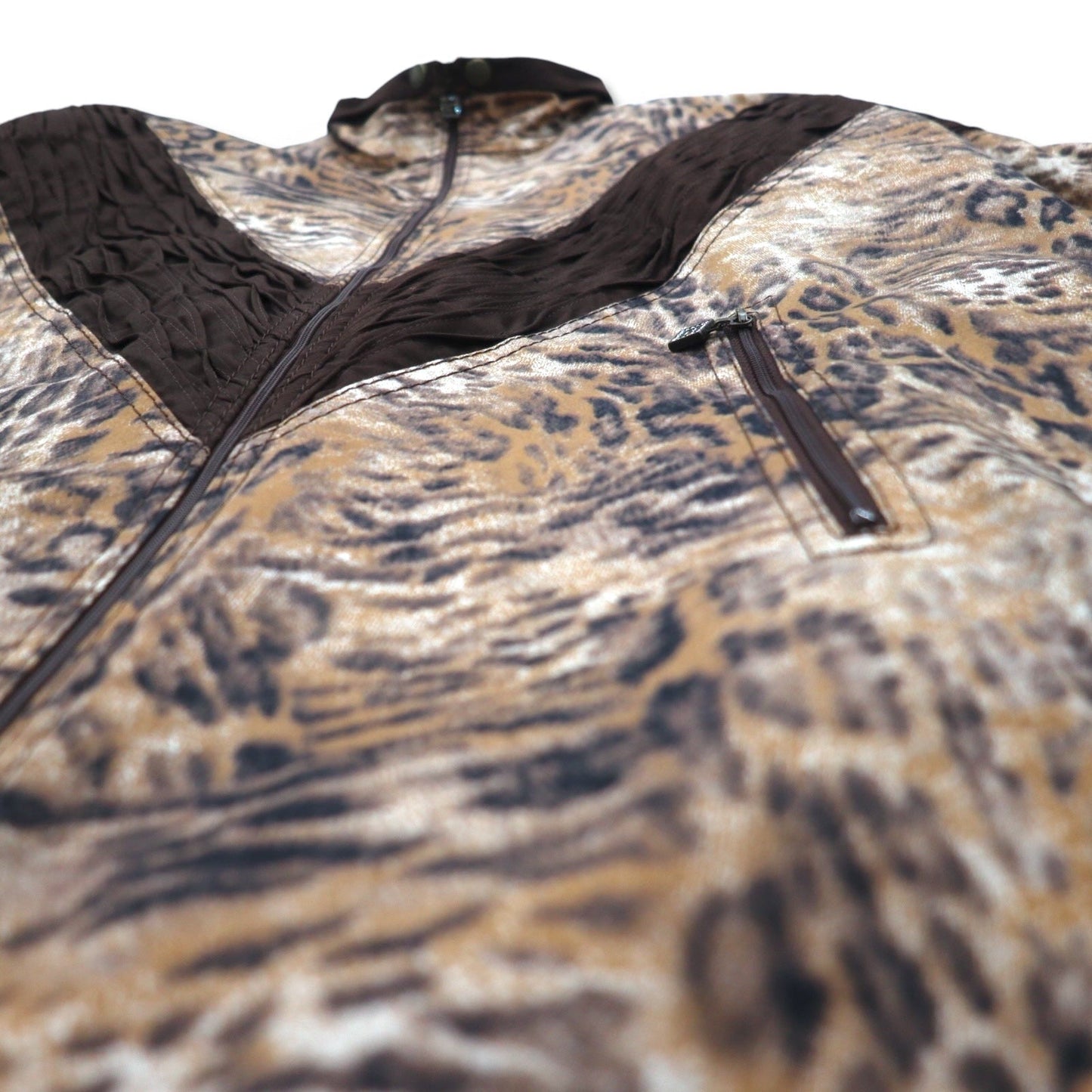 伊太利屋 GK レオパード柄 ジップアップ Aラインコート M ブラウン ヒョウ柄 La Moda GOJI 178788-1F0I 日本製 未使用品