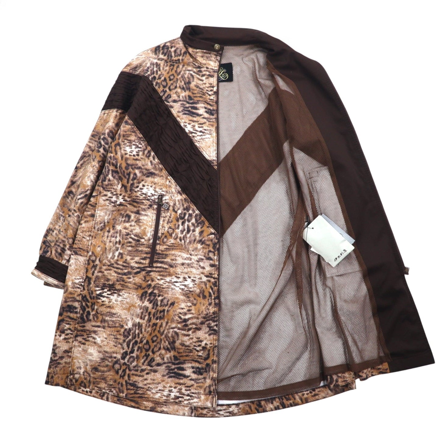 伊太利屋 GK レオパード柄 ジップアップ Aラインコート M ブラウン ヒョウ柄 La Moda GOJI 178788-1F0I 日本製 未使用品