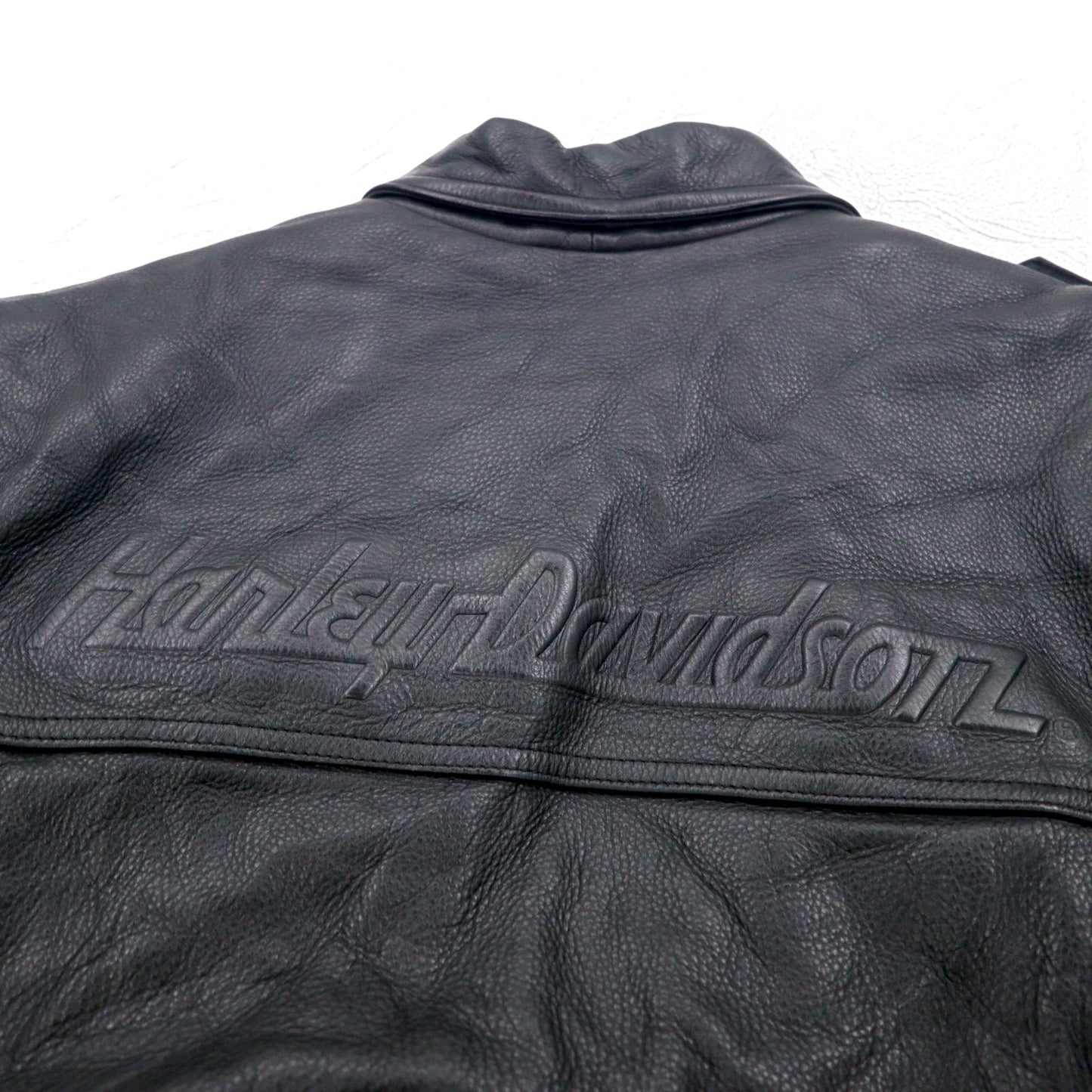 HARLEY DAVIDSON A-2 レザー フライト ボンバージャケット ミリタリー ライダース L ブラック シボ革 ライナー着脱式 エポレット