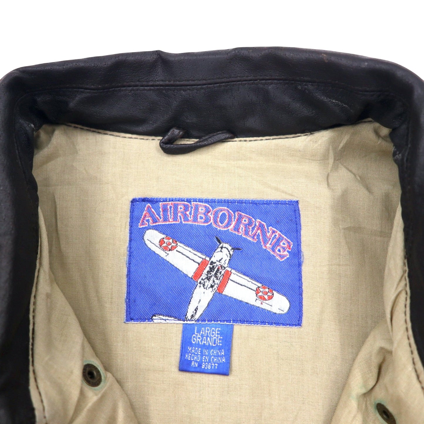 AIRBORNE レザー A-2 フライトジャケット L ブラウン 星条旗