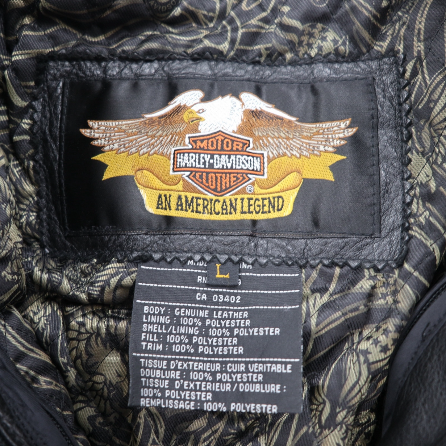 HARLEY DAVIDSON A-2 レザー フライト ボンバージャケット ミリタリー ライダース L ブラック シボ革 ライナー着脱式 エポレット