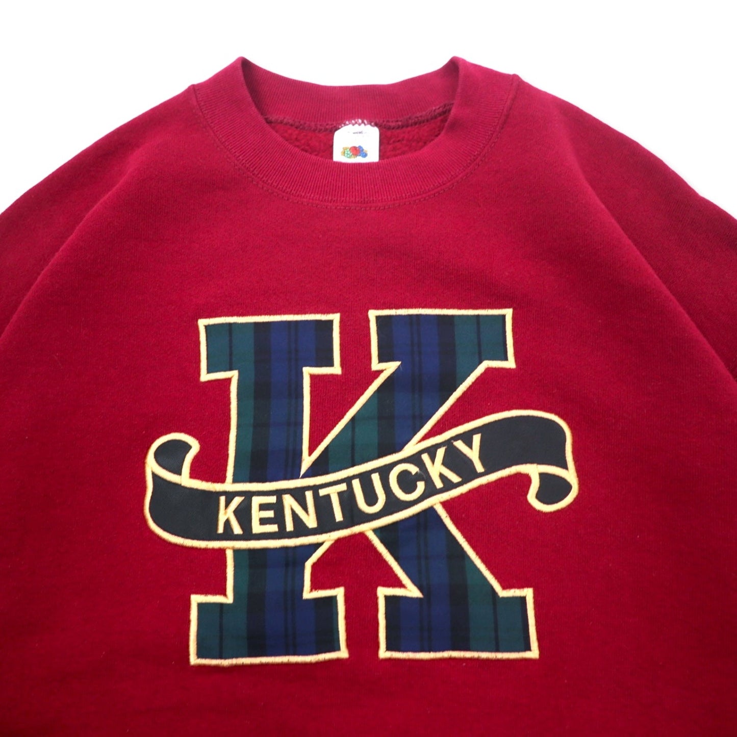 FRUIT OF THE LOOM USA製 90年代 カレッジ刺繍 スウェット L レッド コットン KENTUCKY