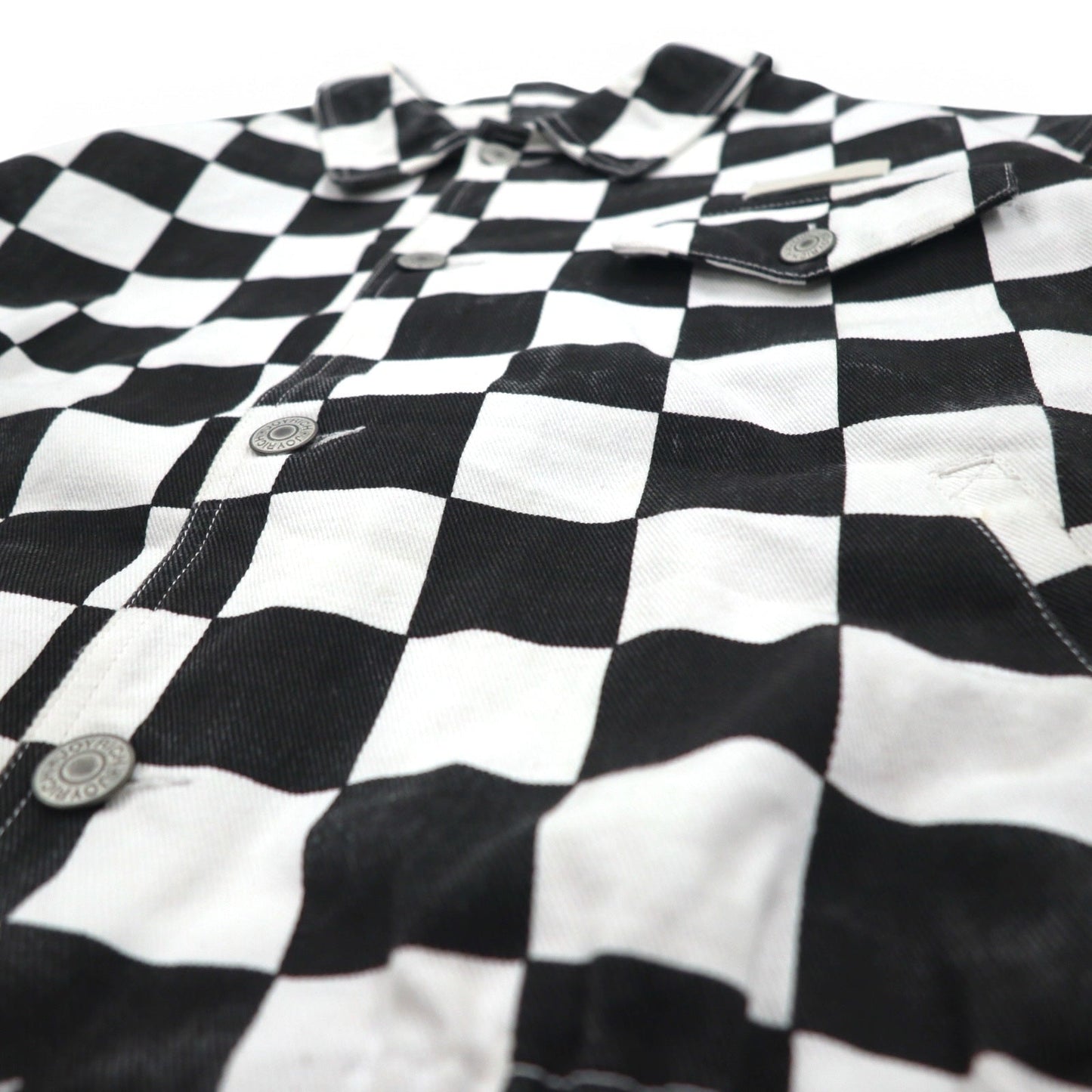 JOYRICH フラッグチェック デニム トラッカージャケット L ホワイト ブラック コットン