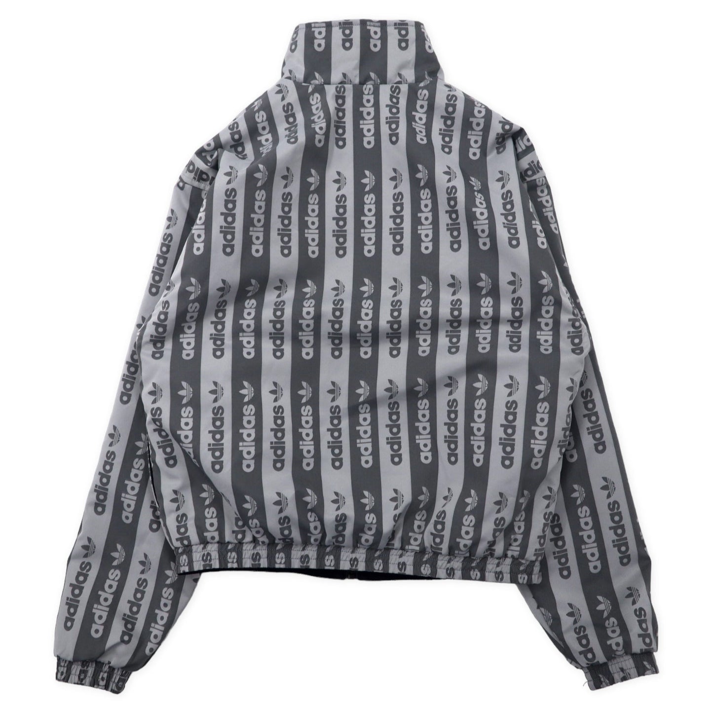 adidas originals 総柄 リバーシブルジャケット M グレー ブラック トレフォイルロゴ ナイロン FQ2411