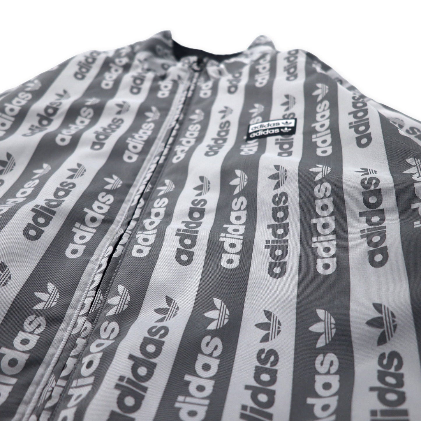 adidas originals 総柄 リバーシブルジャケット M グレー ブラック トレフォイルロゴ ナイロン FQ2411