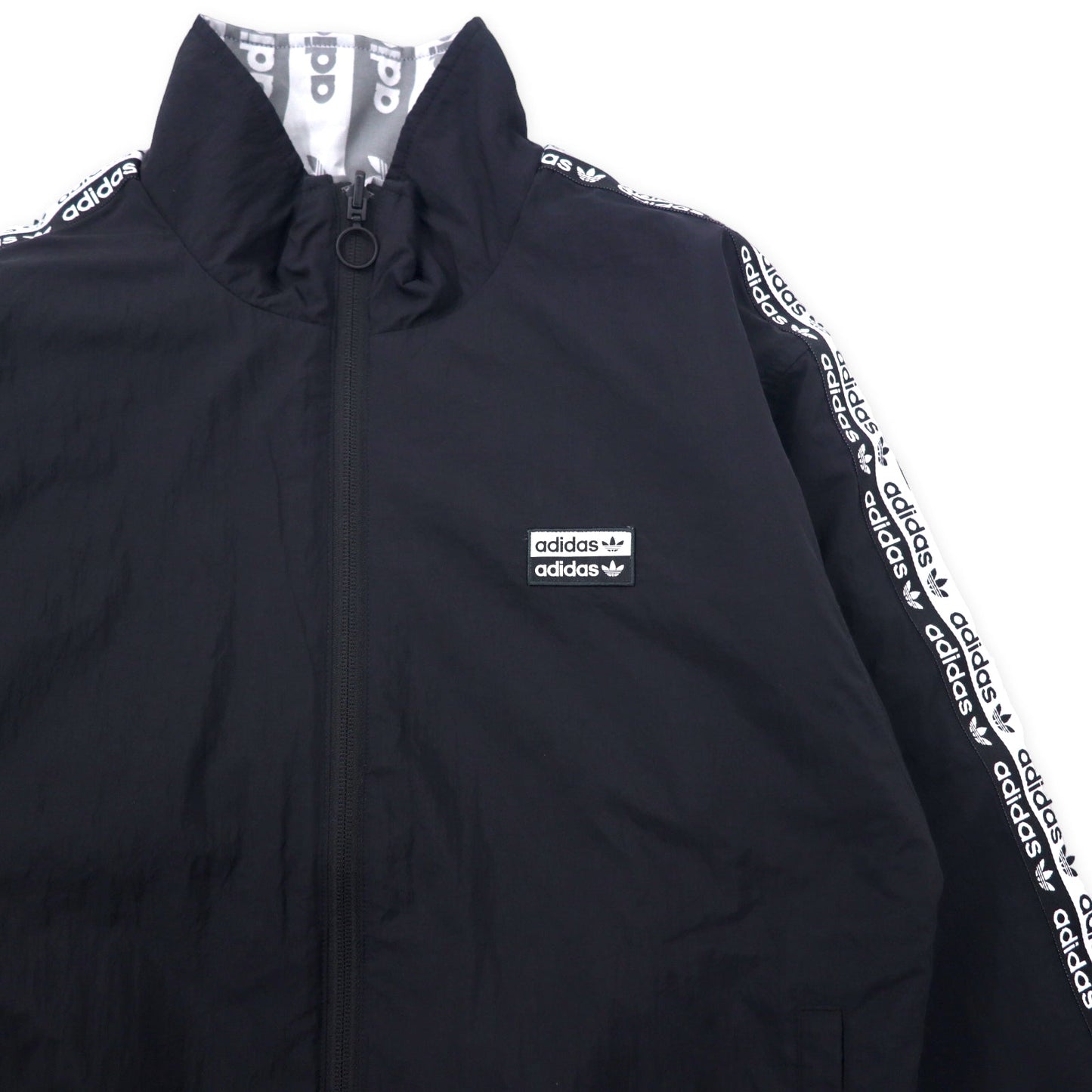 adidas originals 総柄 リバーシブルジャケット M グレー ブラック トレフォイルロゴ ナイロン FQ2411