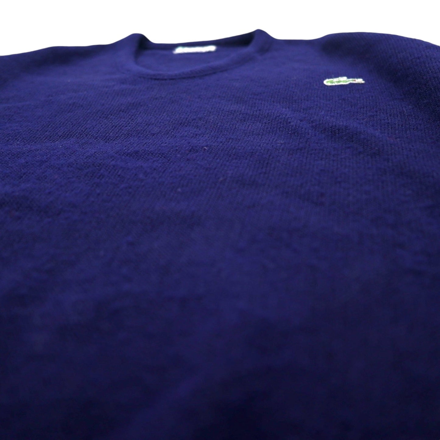 IZOD LACOSTE 70年代 糸巻きタグ Vネック アクリルニット セーター L ネイビー ワンポイントロゴ