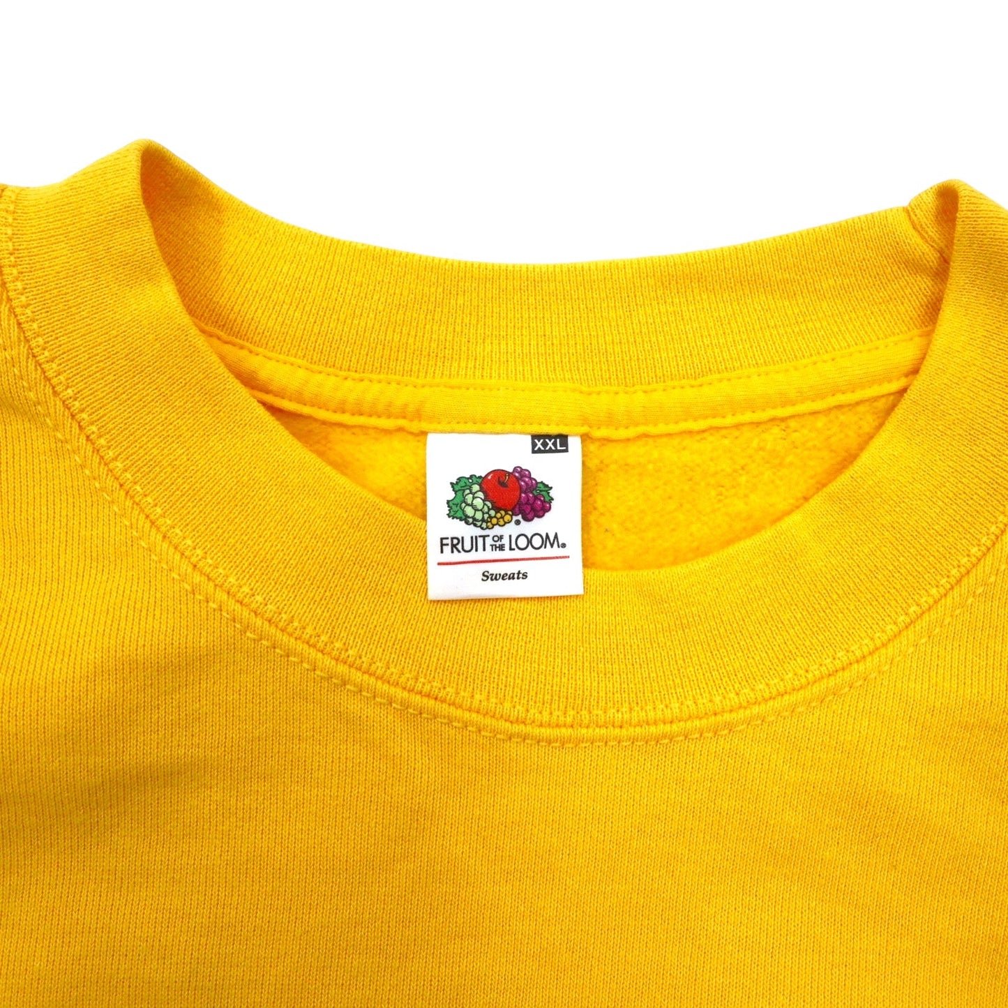 FRUIT OF THE LOOM モロッコ製 ヨーロッパライン クルーネック スウェット XXL イエロー コットン 裏起毛 WEISS Electricite バックプリント