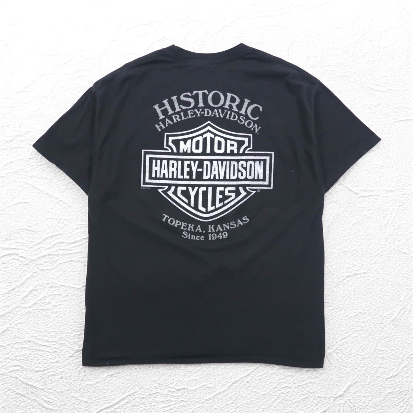 HARLEY DAVIDSON 両面プリント Tシャツ XL ブラック コットン BAD DOG