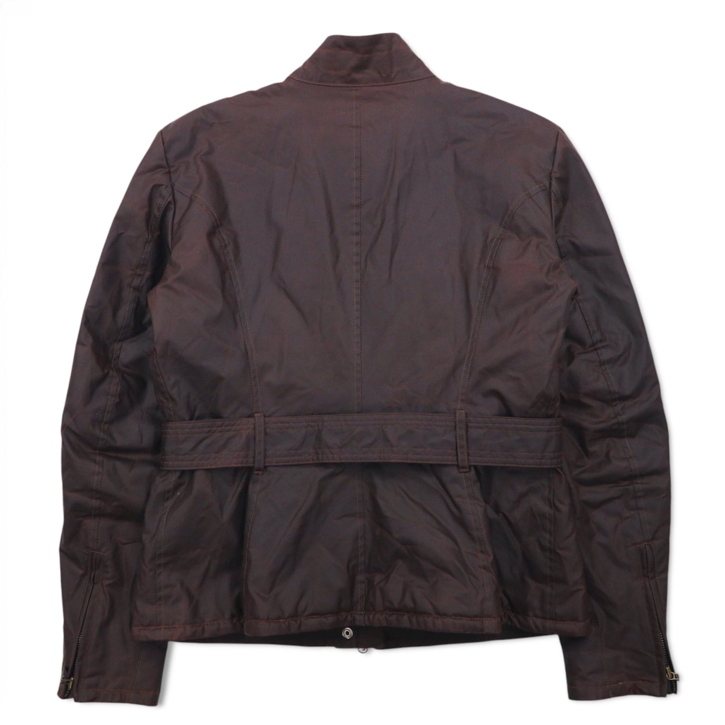 Belstaff GOLD Label イタリア製 ロードマスター モーターサイクルジャケット オイルドジャケット L ブラウン ポリエステル 裏地チェック ダブルジップ