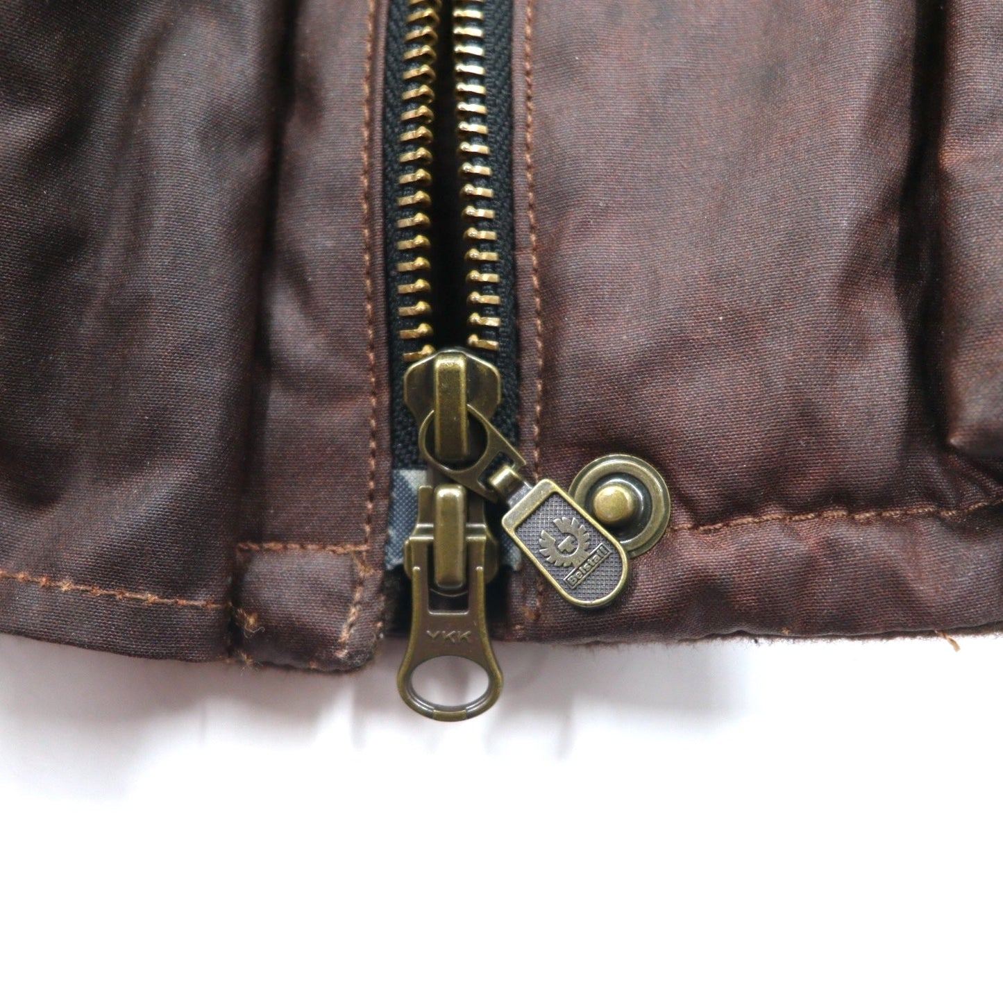 Belstaff GOLD Label イタリア製 ロードマスター モーターサイクルジャケット オイルドジャケット L ブラウン ポリエステル 裏地チェック ダブルジップ