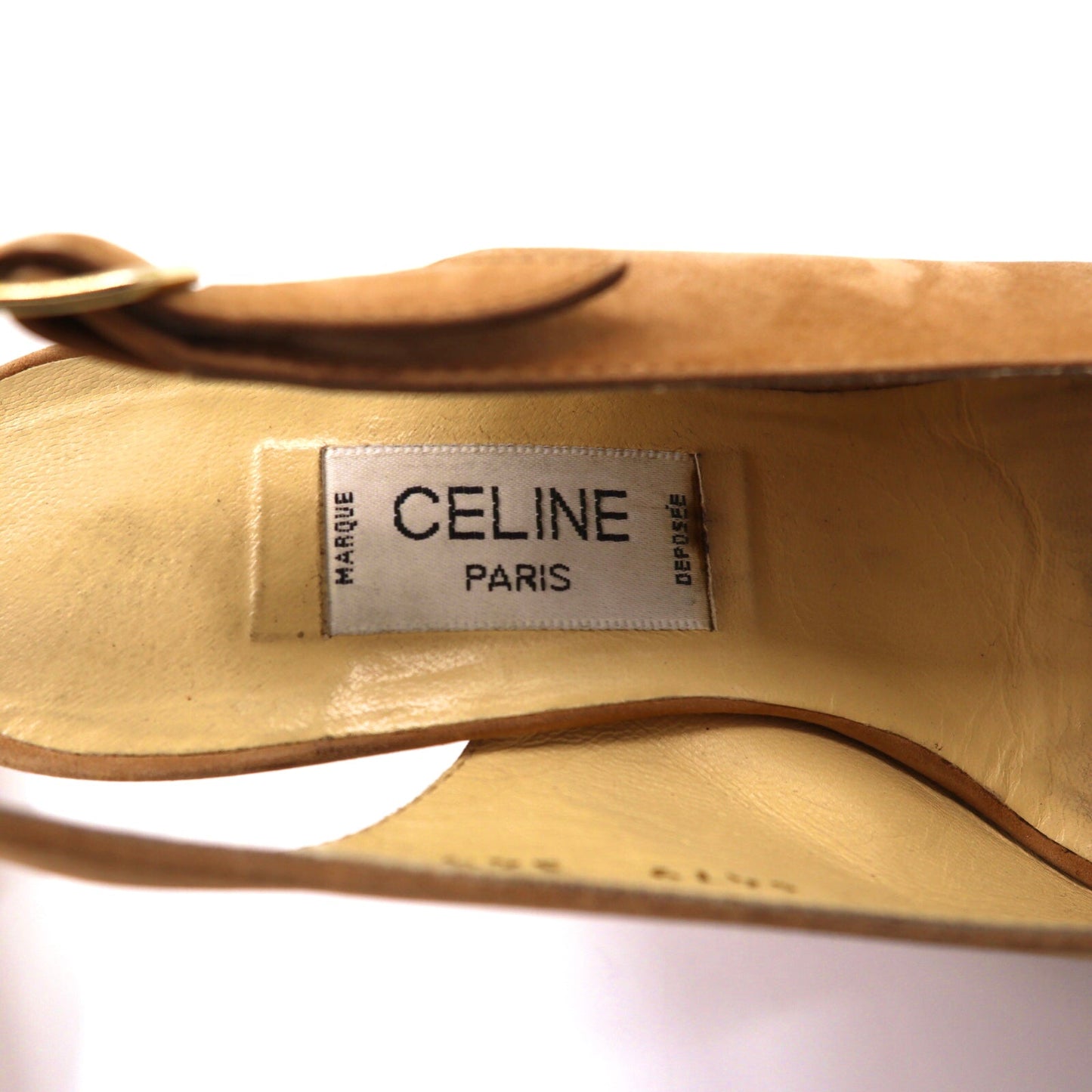 CELINE オープントゥパンプス 21.5cm ベージュ スエードレザー オールド イタリア製