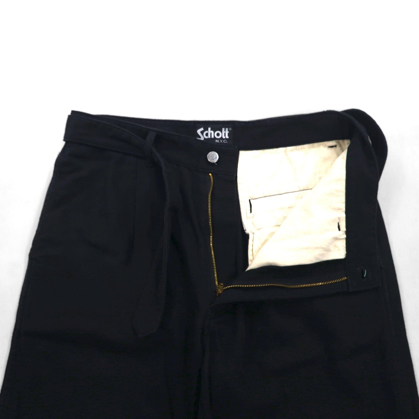 Schott ヘリンボーン ミリタリー トラウザーズ HERRINBONE MILITARY TROUSERS ワークパンツ L ブラック コットン 3196020