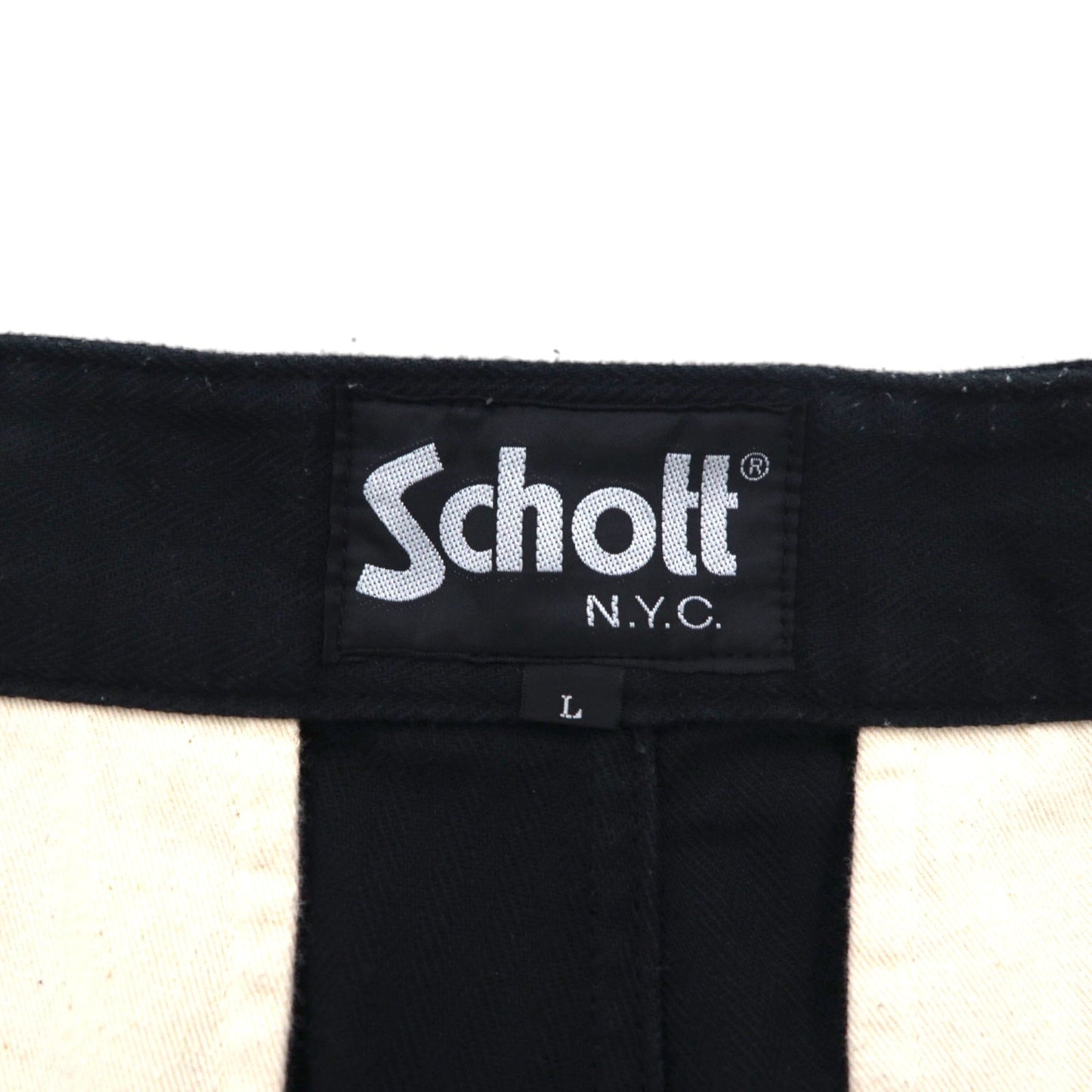 Schott ヘリンボーン ミリタリー トラウザーズ HERRINBONE MILITARY TROUSERS ワークパンツ L ブラック コットン 3196020