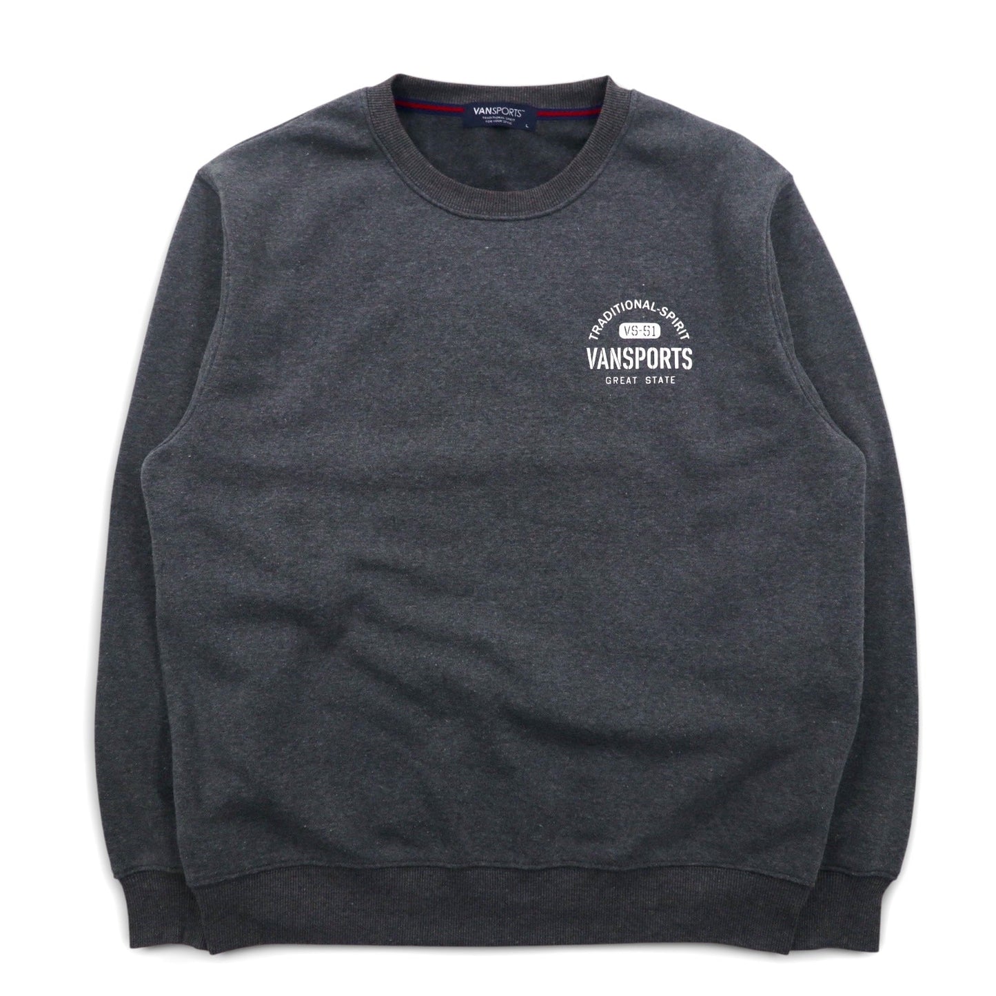 VAN SPORTS クルーネック スウェット L グレー 裏起毛 バックプリント