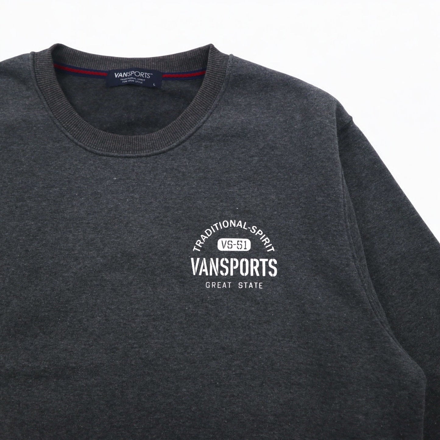 VAN SPORTS クルーネック スウェット L グレー 裏起毛 バックプリント