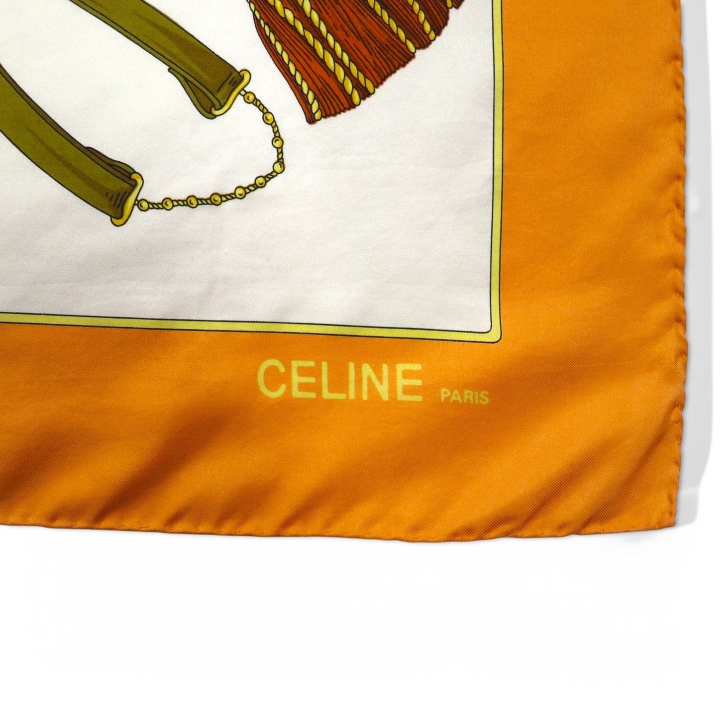 CELINE オールド 大判 スカーフ ゴールド 総柄 チェーン