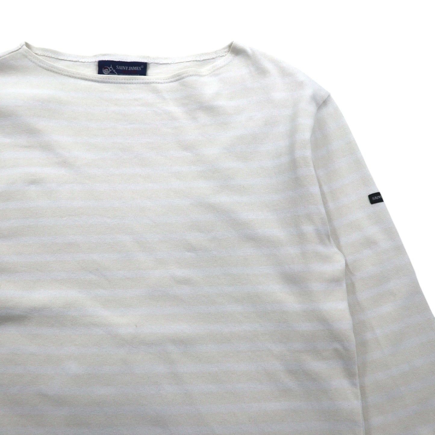 SAINT JAMES ボーダー バスクシャツ ロングスリーブ Tシャツ L ホワイト ベージュ ボートネック フランス製