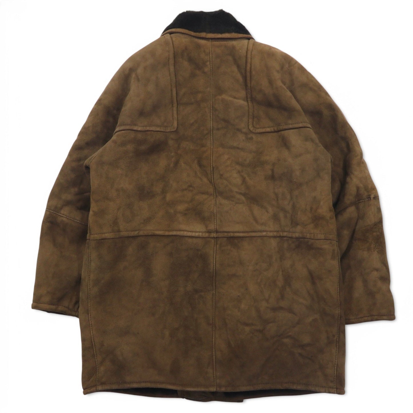 Elisa Sori Made in Italy Shearling Sheepskin Coat ショールカラー ムートンコート XL ブラウン シアリング レザー シープスキン