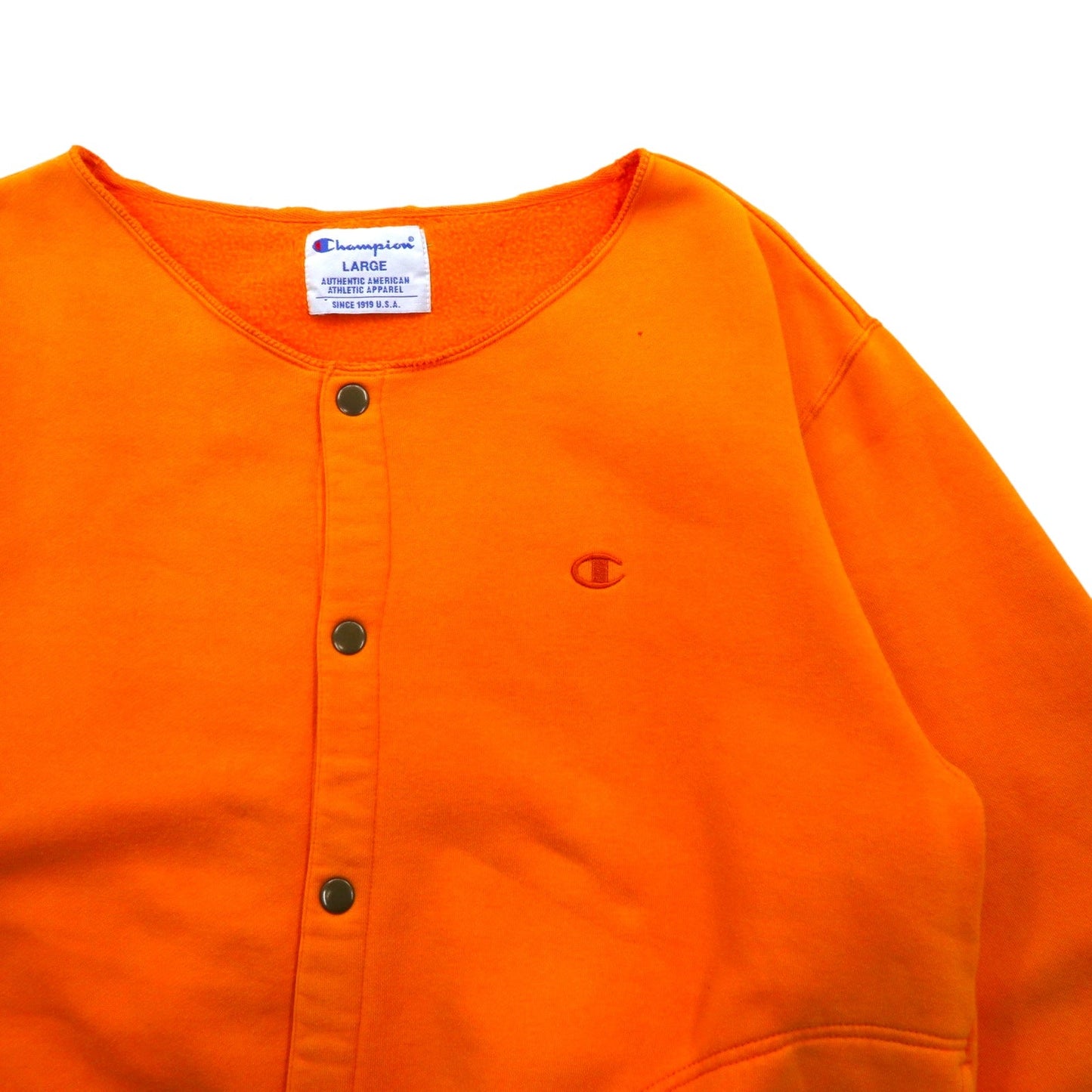Champion 90年代 スナップカーディガン スウェット ブルゾン L オレンジ サイドポケット 裏起毛