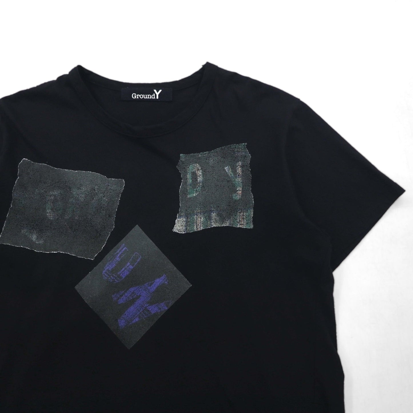 Ground Y ( YOHJI YAMAMOTO ) チェック グラフィック Tシャツ Check Logo Graphic Tee L ブラック GT-T34-015 日本製