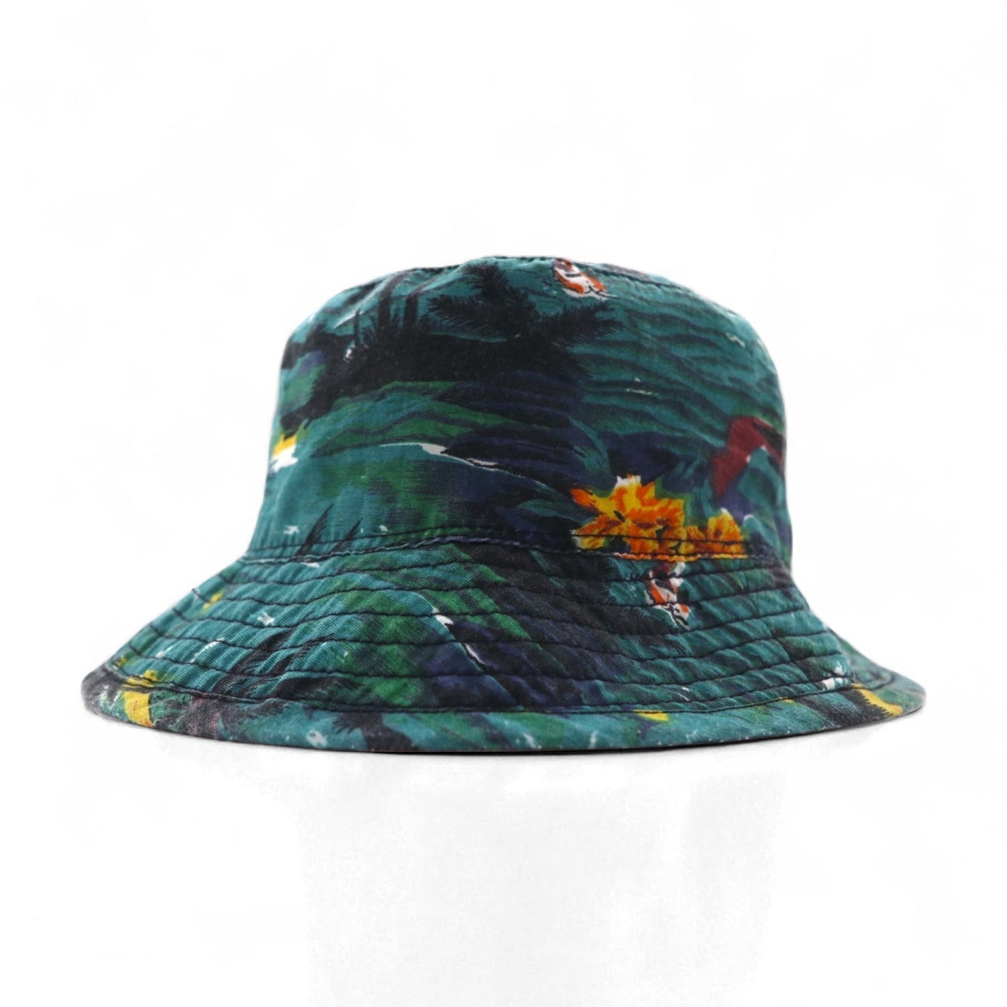 NEW YORK HAT Co. USA製 ビーチモチーフ バケットハット L グリーン 総柄 コットン