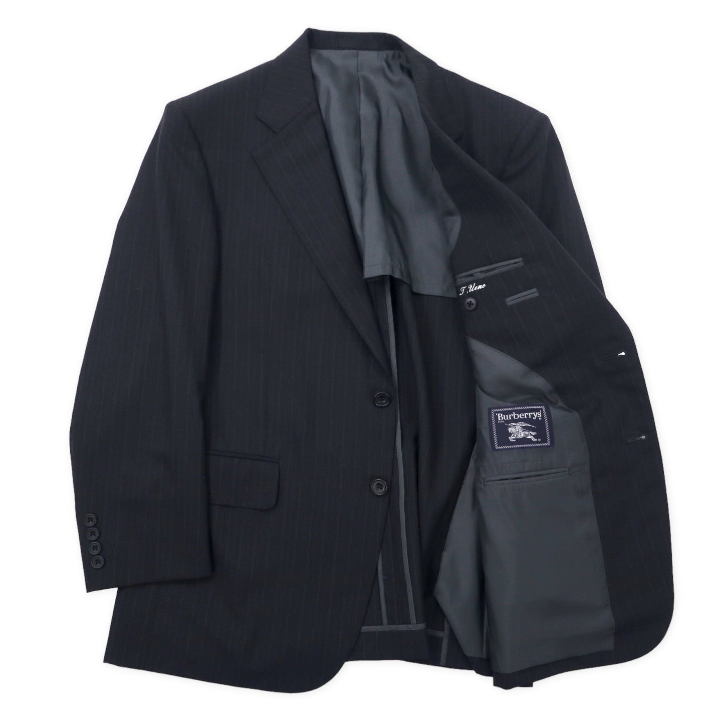 Burberrys 2B スーツ セットアップ 165 グレー ストライプ ウール 羊毛 モヘヤ混 日本製