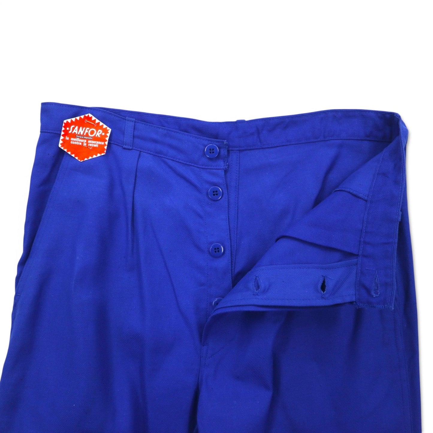 DEADSTOCK SANFOR French Work Pants フレンチワーク タック チノパンツ XL ブルー コットン センタープレス デッドストック 未使用品