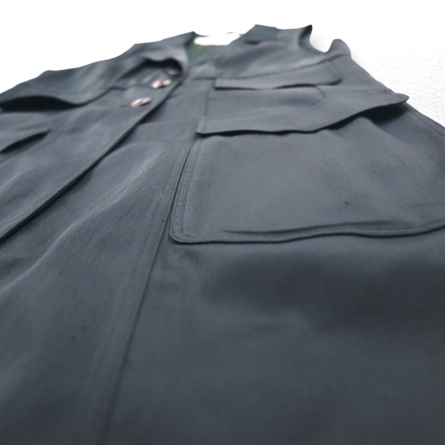 FENDI イタリア製 ノースリーブ コート ロング ジレ ワンピース M ブラック アセテート