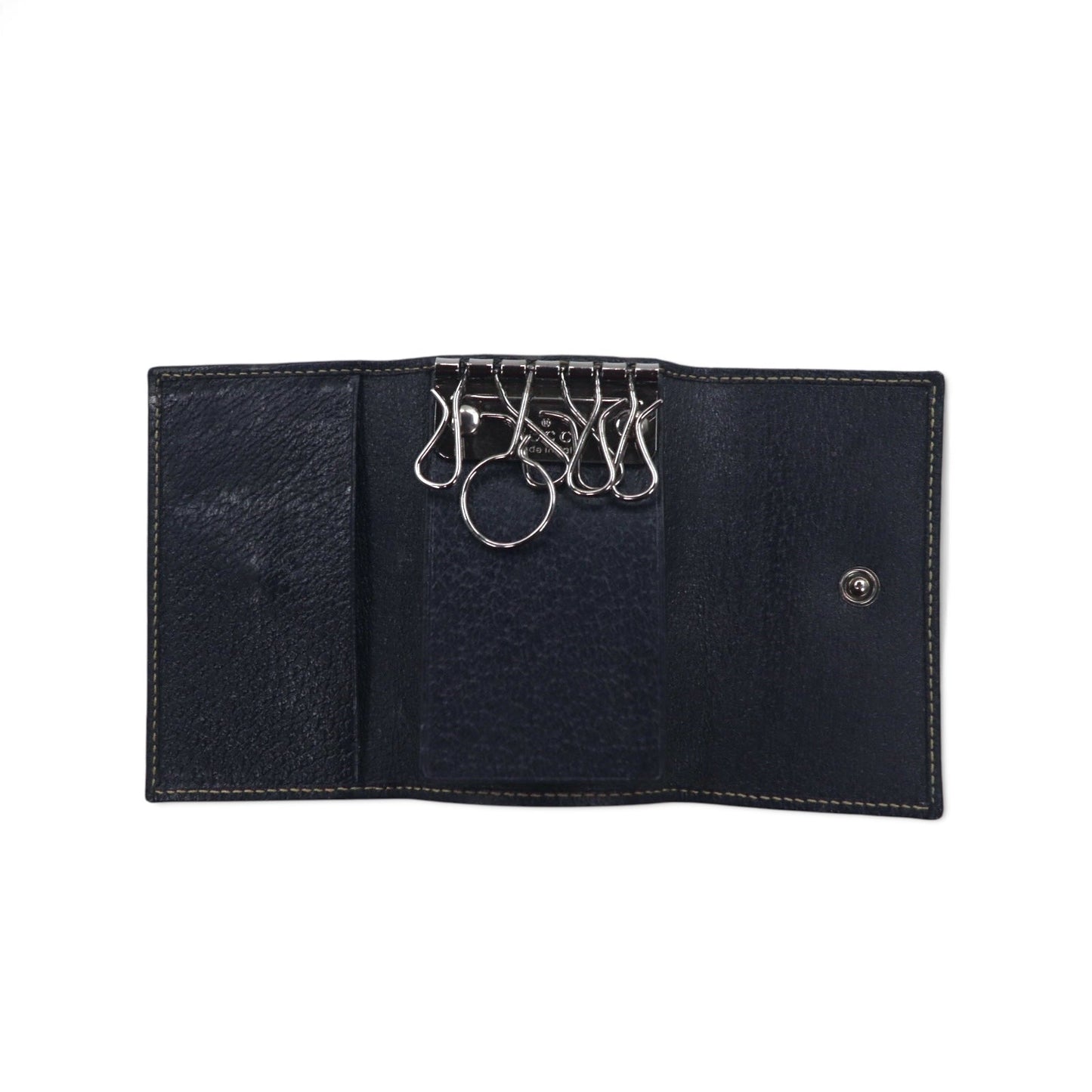 GUCCI イタリア製 シェリーライン 6連 キーケース ネイビー レザー 154265 0959