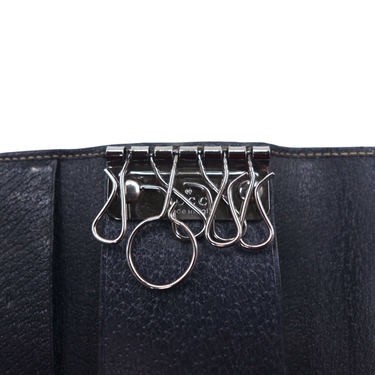 GUCCI イタリア製 シェリーライン 6連 キーケース ネイビー レザー 154265 0959