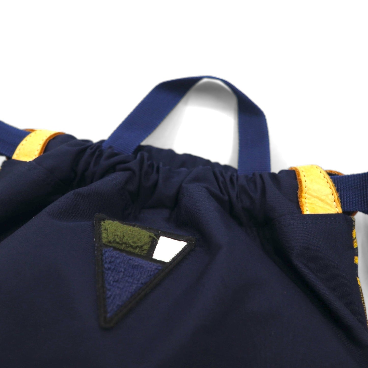 yoshio kubo × MSPC ( MASTER PIECE ) 巾着 リュックサック ナップサック ネイビー ナイロン レザー 日本製