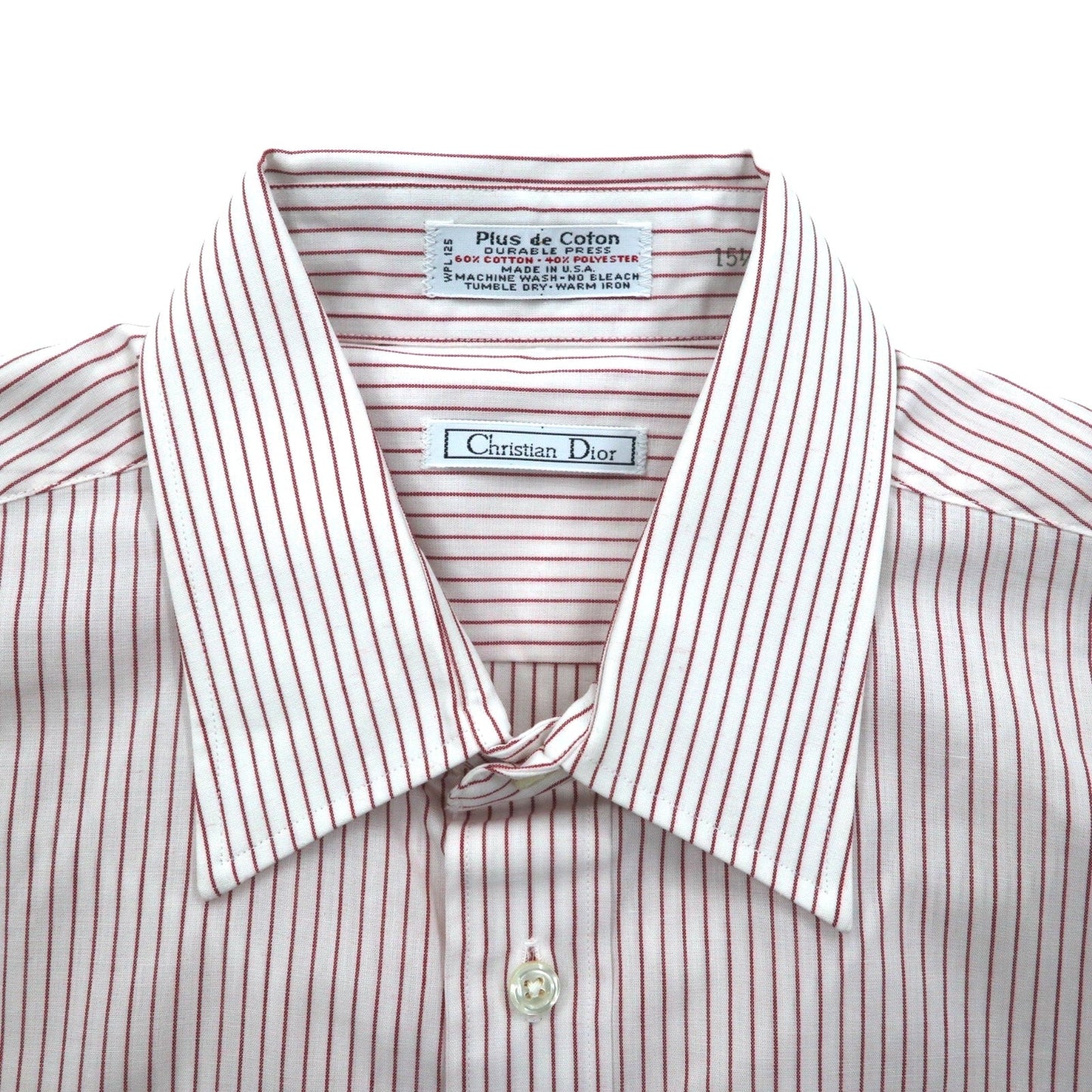 Christian Dior USA製 オールド ドレスシャツ L ホワイト ストライプ コットン 未使用品
