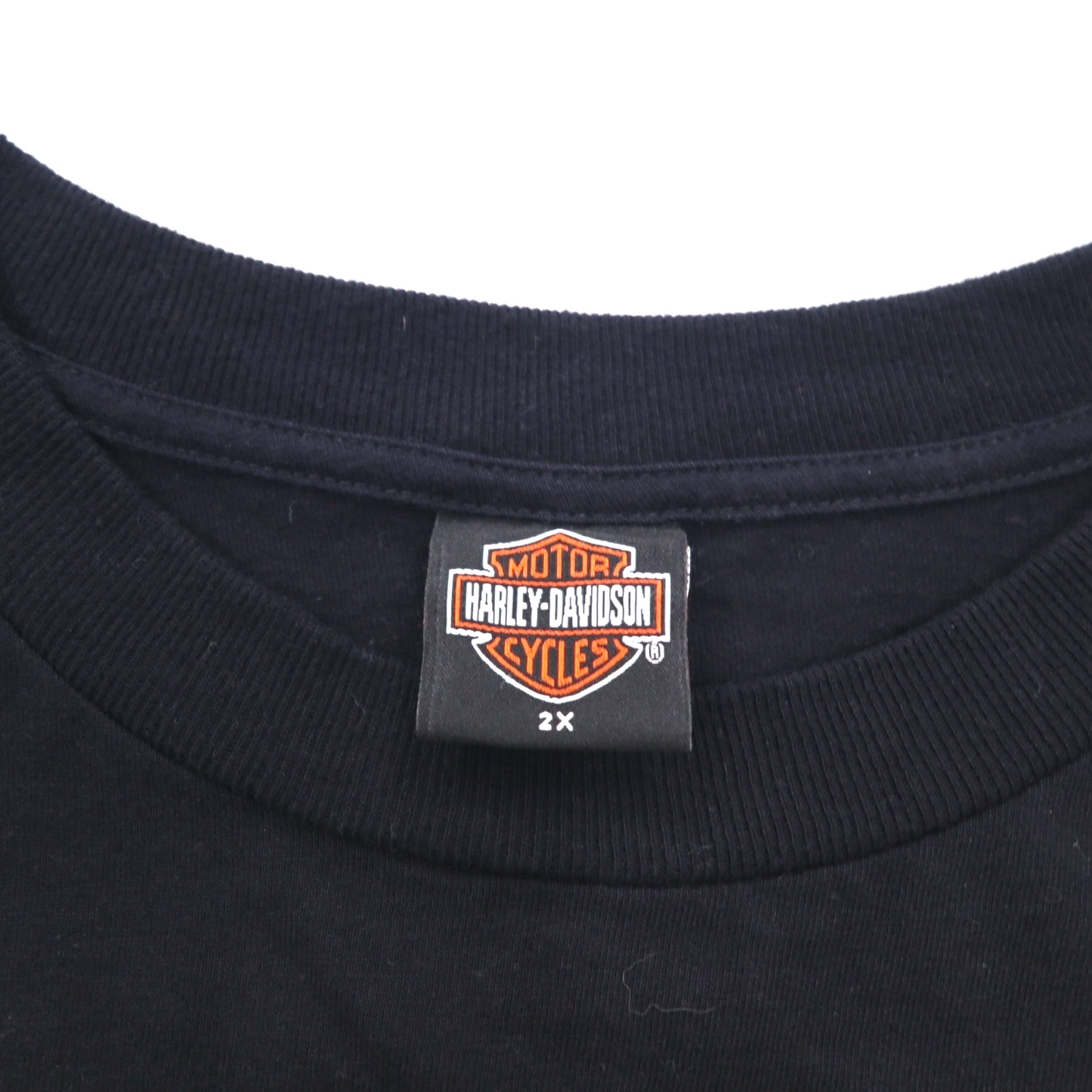 HARLEY DAVIDSON 00年代 USA製 ファイヤーパターン スカルプリント Tシャツ 2XL ブラック コットン ST LOUIS MO